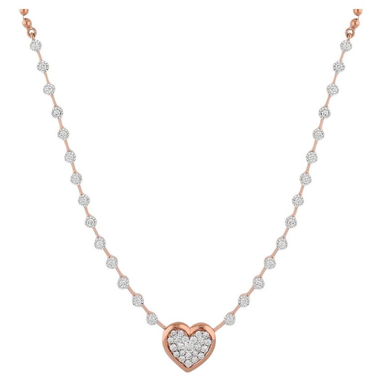 Meghna Jewels Happy Hearts Diamond 18-Karat Gold Tennis Necklace, 2025