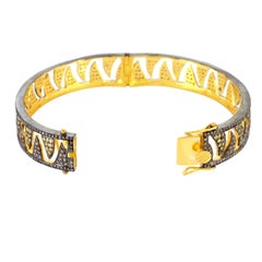 Interlocking Claw Diamond Sapphire Bangle Bracelet