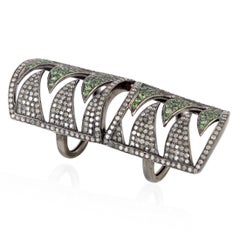 Tsavorite Diamond Interlocking Claw Ring