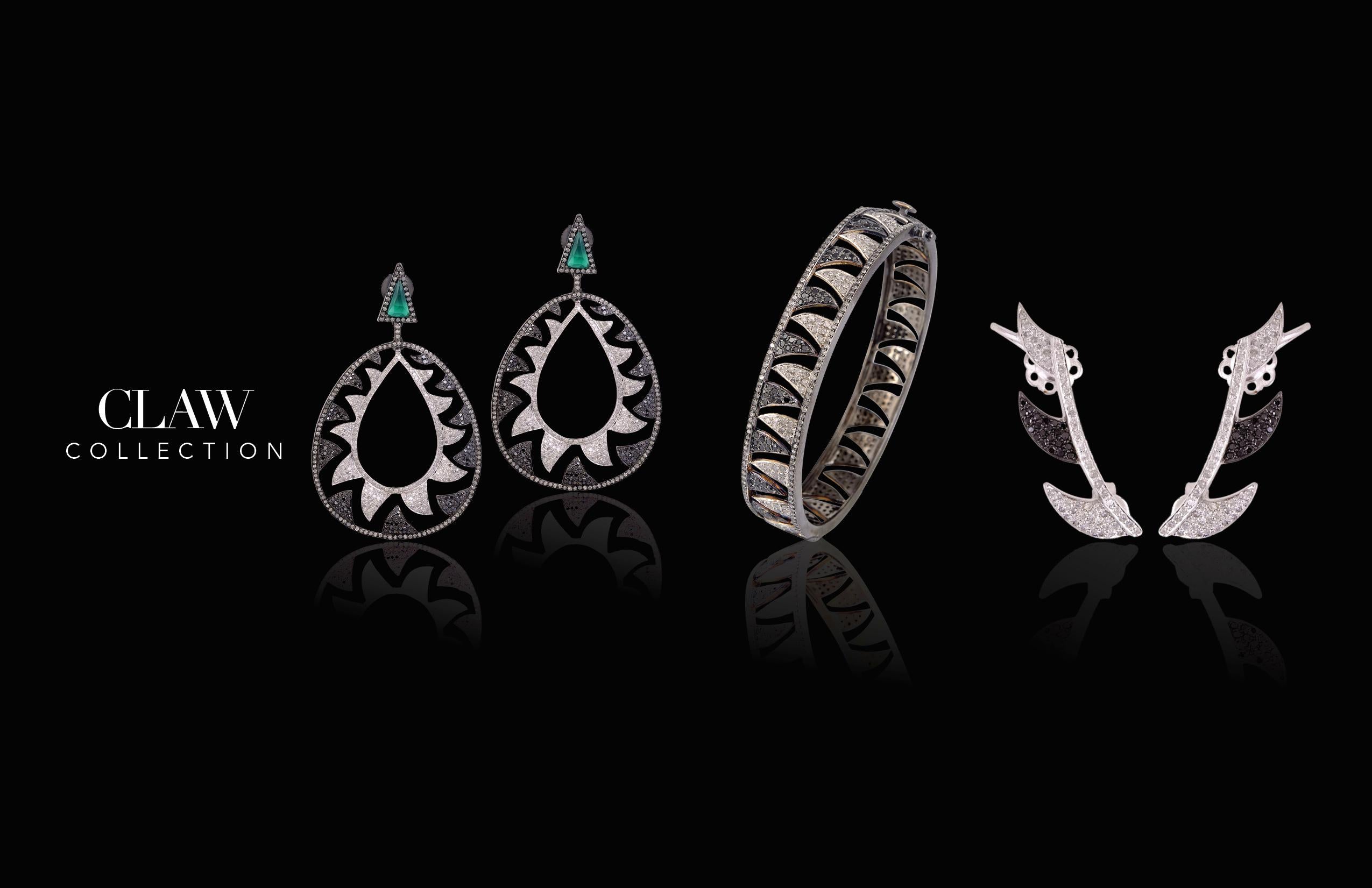 Tsavorite Diamond Interlocking Claw Ring  For Sale 2