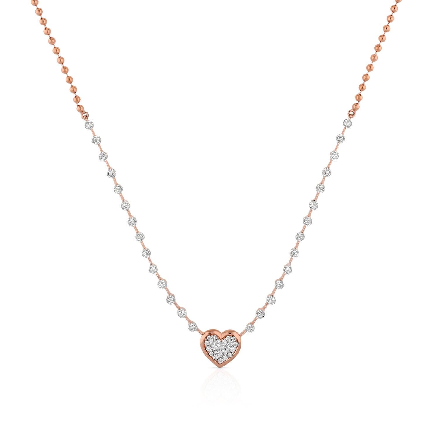 Diese Anhänger-Halskette wurde sorgfältig aus 18 Karat Gold gefertigt und mit 0,60 Karat funkelnden Diamanten besetzt. Ich greife oft zu dieser herzförmigen Diamantkette, um meine Garderobe zu vervollständigen, nicht nur wegen ihrer Schönheit,