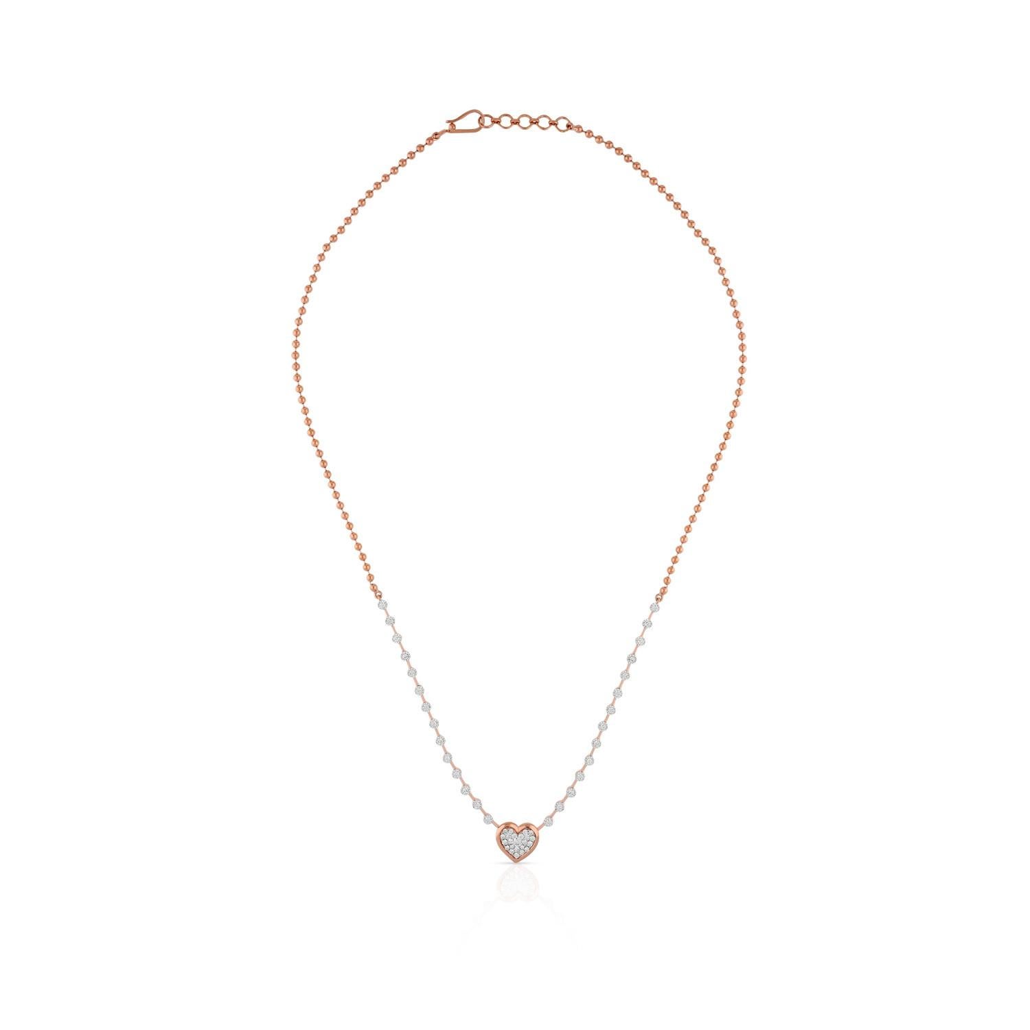 Meghna Jewels Happy Hearts Diamant-Tennis-Halskette aus 18 Karat Gold (Moderne) im Angebot