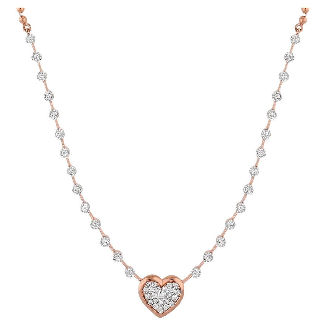 Meghna Jewels Happy Hearts Diamant-Tennis-Halskette aus 18 Karat Gold im Angebot
