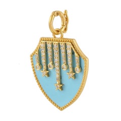 Meghna Jewels Make A Wish 14 Karat Gold Diamond Enamel Charm Pendant Necklace