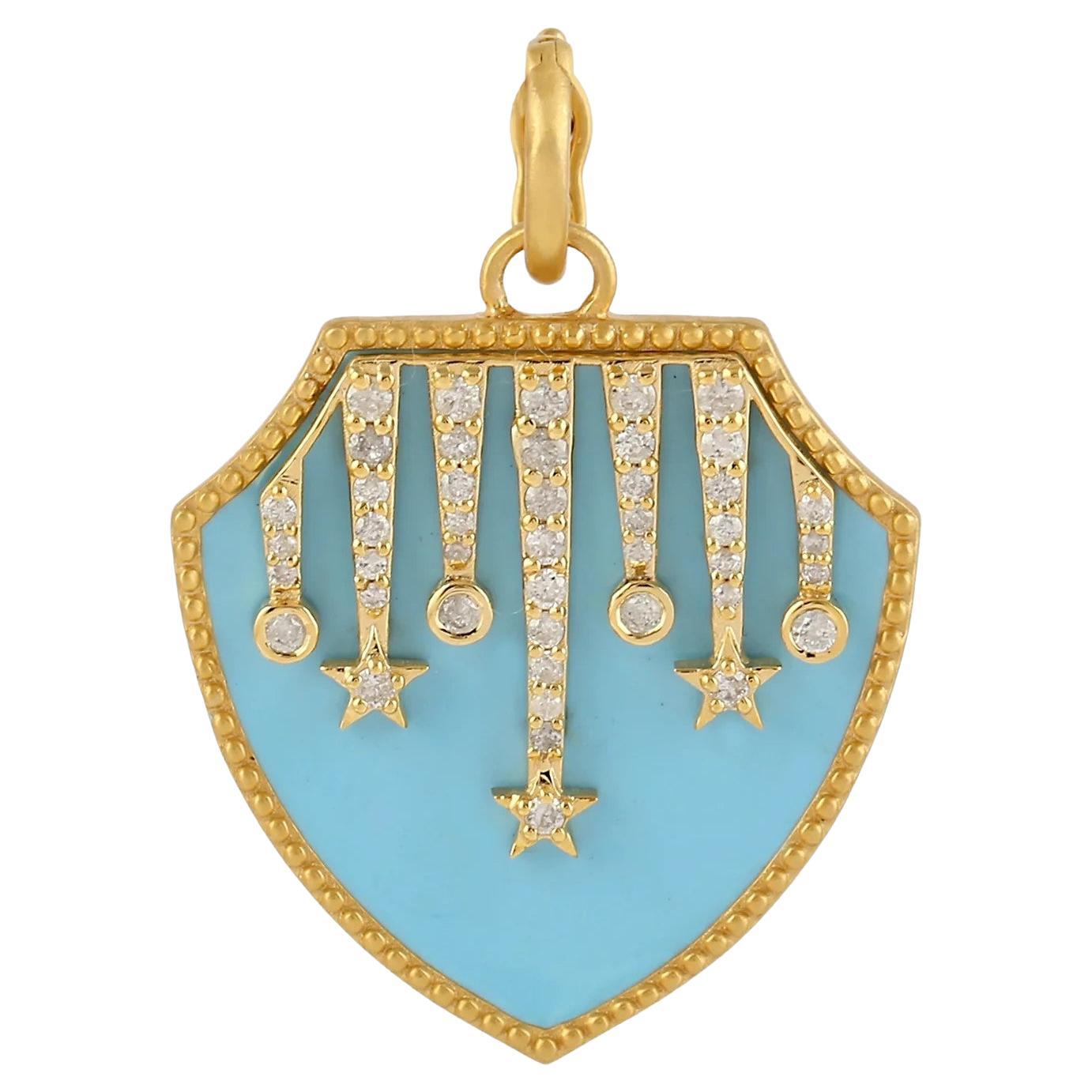 Meghna Jewels Make A Wish Collier pendentif à breloques en or 14 carats, diamants et émail