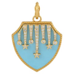 Meghna Jewels Make A Wish 14 Karat Gold Diamond Enamel Charm Pendant Necklace