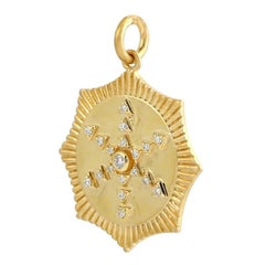 Meghna Jewels Mind Body Soul Medallion 14K Gold Diamond Charm Pendant Necklace