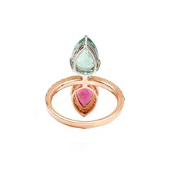 Meghna Jewels Mint Green Tourmaline Diamond 18 Karat Gold Ring