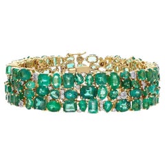 MEGHNA JEWELS Mix-Shape 46.17 carat Emerald Diamond 18K Gold Bracelet Cuff