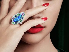 Meghna Jewels Opal Diamond 14 Karat Gold Iceland Ring