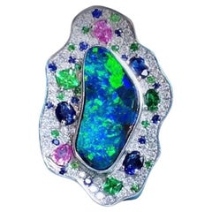 Meghna Jewels Opal Diamond 14 Karat Gold Iceland Ring