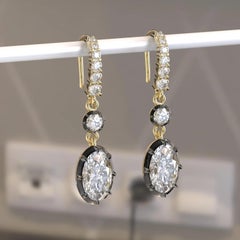 Meghna Jewels Oval Diamant 14 Karat Gold Antiker Stil Tropfenohrringe mit Diamanten