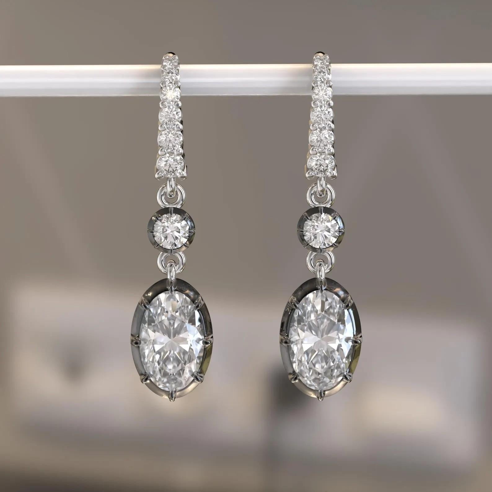 MEGHNA JEWELS Orecchini a goccia ovali con diamante in oro 14 carati in stile antico In condizioni Nuovo in vendita a Hoffman Estate, IL