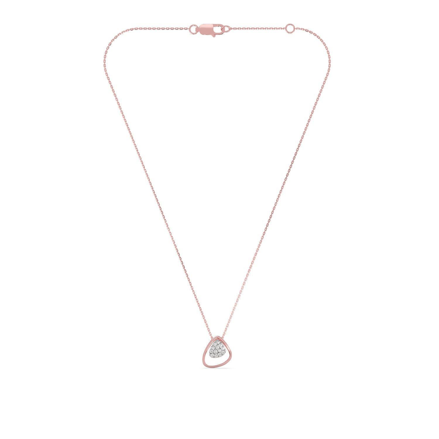 Modern Meghna Jewels Pebble Diamond 18k Gold Pendant Necklace For Sale