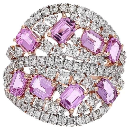 Meghna Jewels Pink Sapphire Diamond 18 Karat Gold Ring