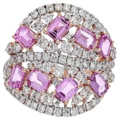 Meghna Jewels Pink Sapphire Diamond 18 Karat Gold Ring