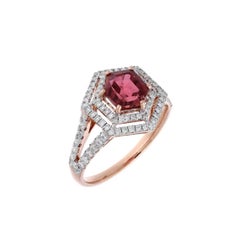 Meghna Jewels Pink Tourmaline Diamond 18 Karat Rose Gold Ring