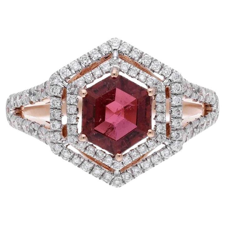 Meghna Jewels Ring aus 18 Karat Roségold mit rosa Turmalin und Diamant