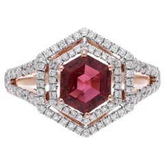 Meghna Jewels Ring aus 18 Karat Roségold mit rosa Turmalin und Diamant