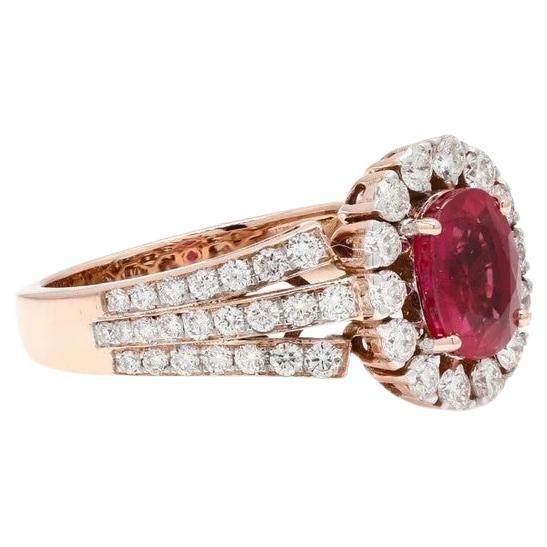Meghna Jewels Ruby Diamond 18 Karat Rose Gold Ring