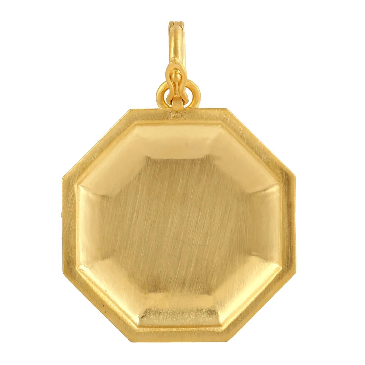 Moderne Meghna Jewels, collier pendentif à breloque étoile en or 14 carats et diamants en vente