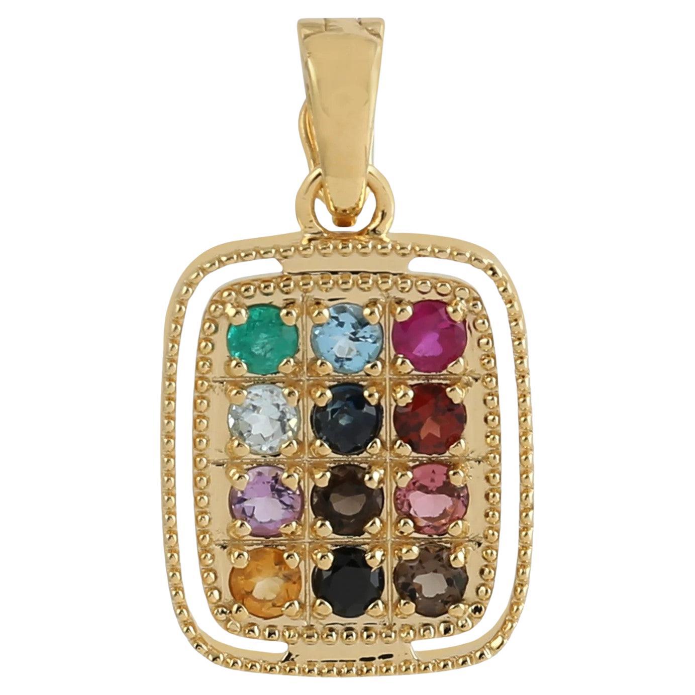 Meghna Jewels Star Medallion 14K Gold Diamond Charm Pendant Necklace