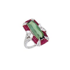 Meghna Jewels Tourmaline Ruby Diamond 18K Gold Ring