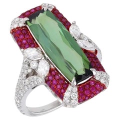 Meghna Jewels Tourmaline Ruby Diamond 18K Gold Ring