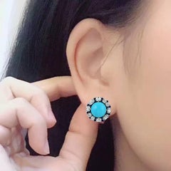 Meghna Jewels Türkis-Diamant-Ohrstecker aus 14 Karat Gold