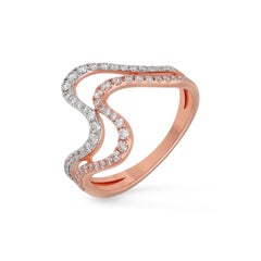 Meghna Jewels Two Tone Diamond 18 Karat Gold Wave Ring