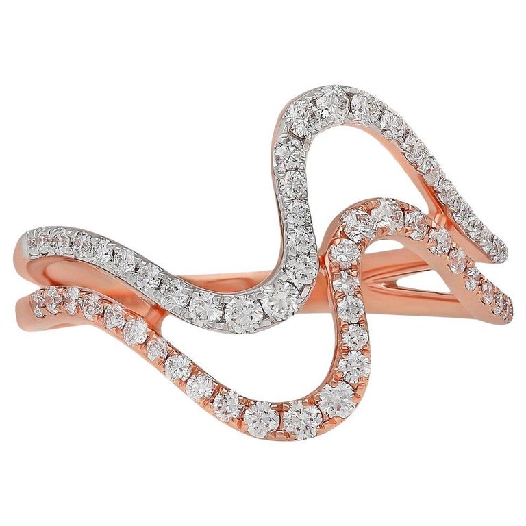 Two-Tone Diamond and 18-Karat Gold Wave Ring, 2025