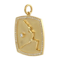 Meghna Jewels Yoga Medaillon 14K Gold Diamant-Charm-Anhänger-Halskette