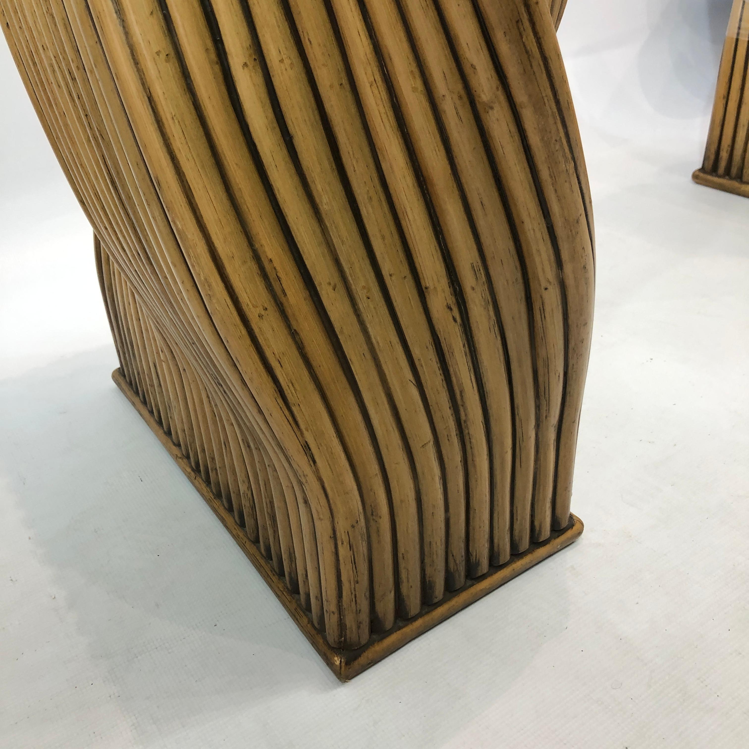 Mehitabel McGuire Twisted Pedestal Bamboo Dining Table MidCentury Boho 1970s For Sale 6