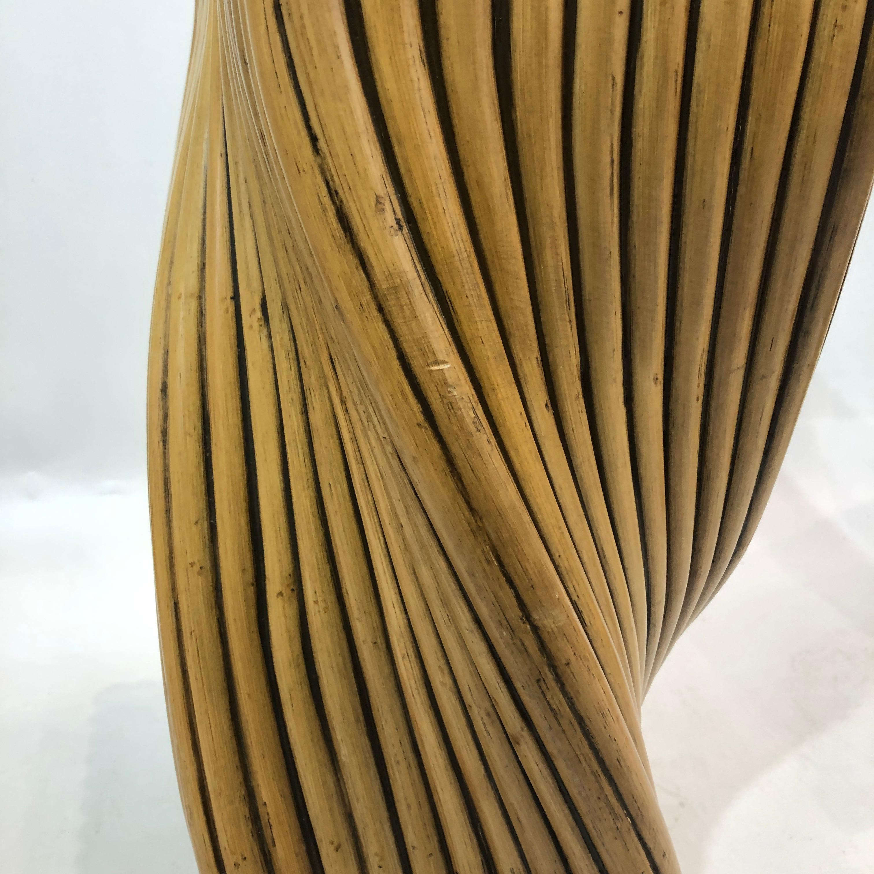 Mehitabel McGuire Twisted Pedestal Bamboo Dining Table MidCentury Boho 1970s For Sale 9