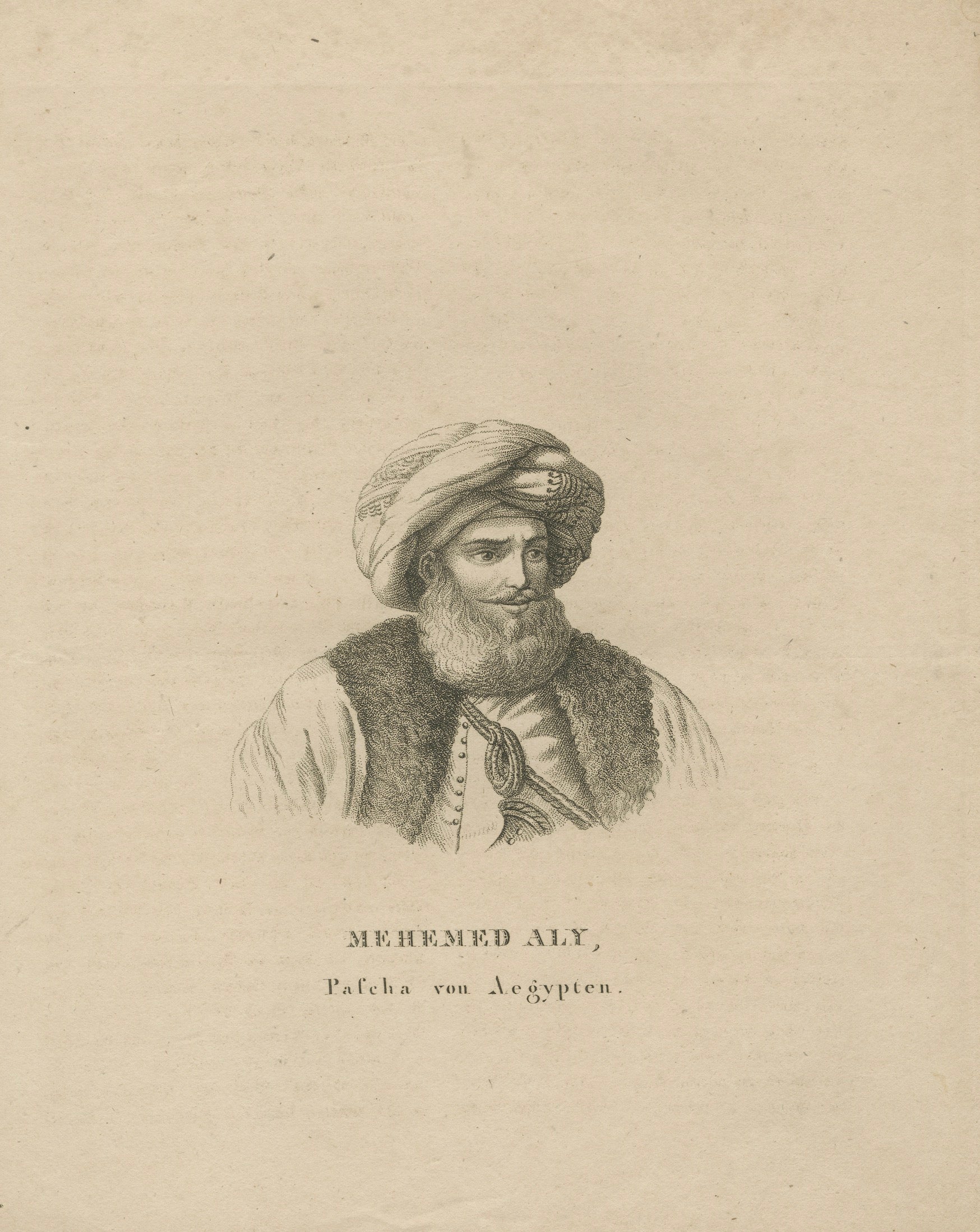 Mehmed Ali Pasha of Egypt – Early 19th Century Portrait Engraving, circa 1830 For Sale
