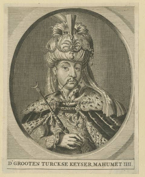 Mehmed IV Ottoman Sultan Portrait Engraving, “Great Turkish Emperor”, c.1700