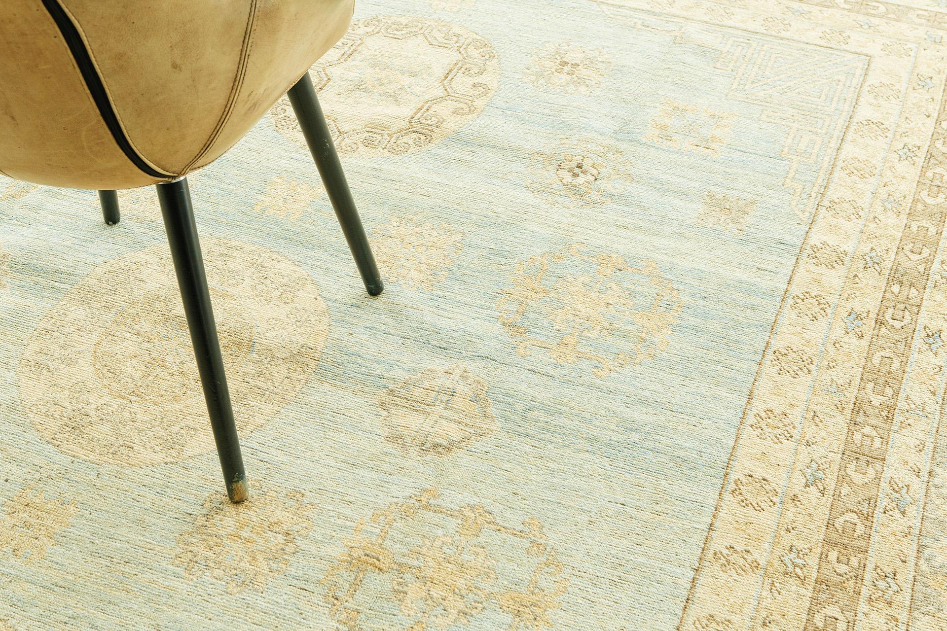 Noué à la main Mehraban 18ème siècle Revival Khotan Design Revival D5387 Safira en vente