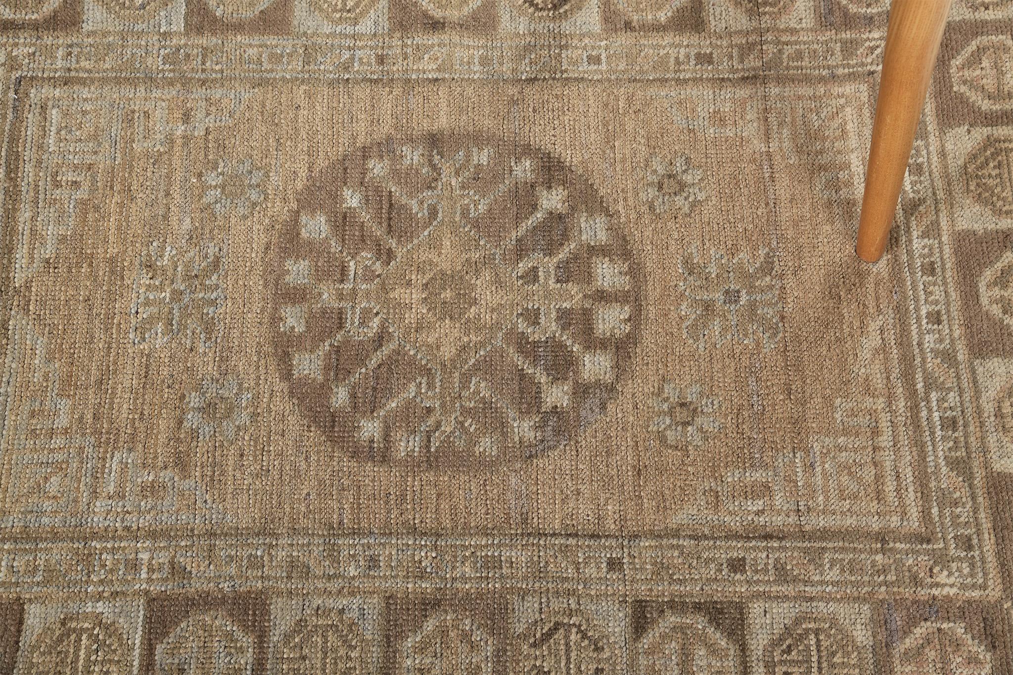 Hand-Knotted Mehraban 18th Century Khotan Design Revival D5390 For Sale