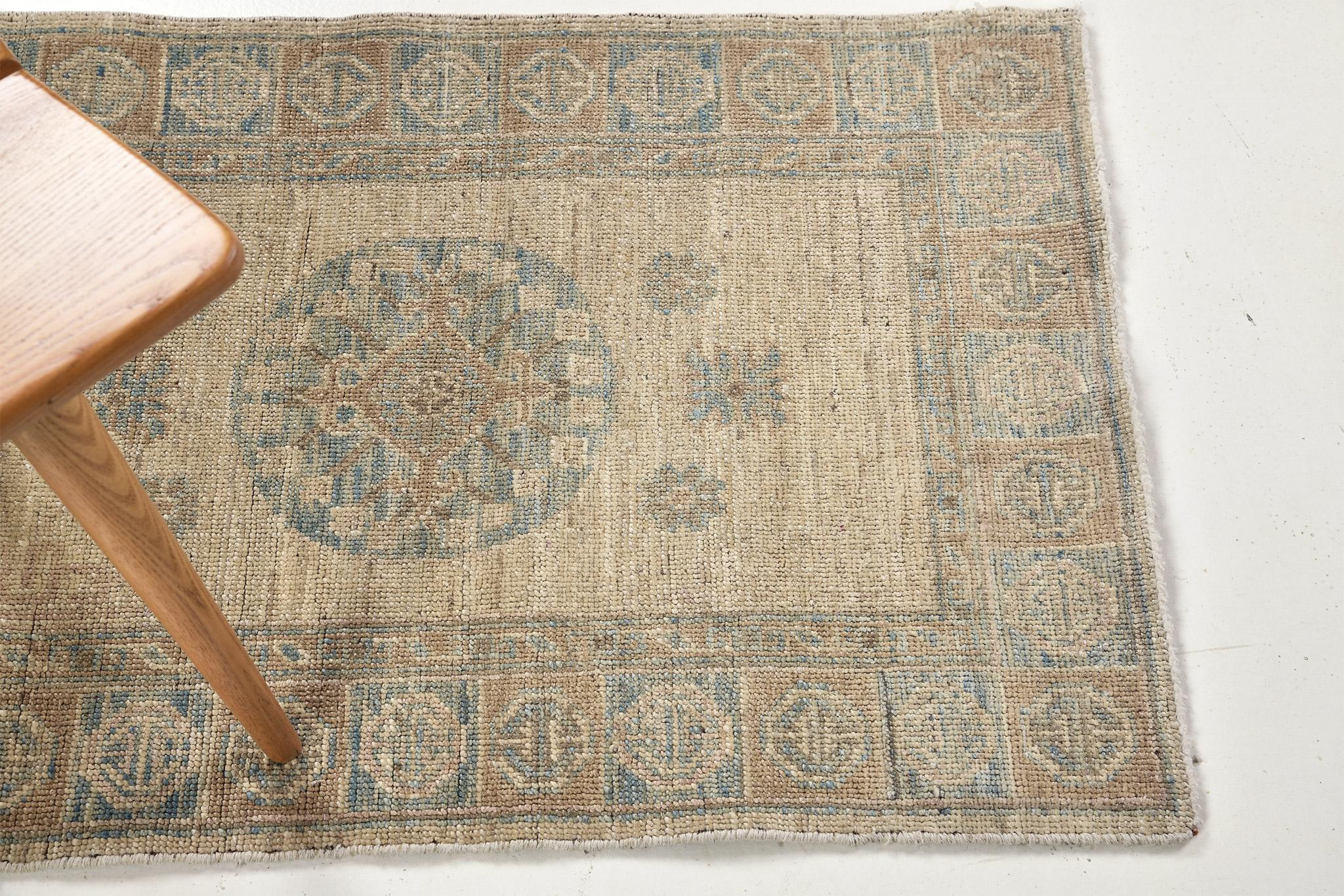 Wool Mehraban 18th Century Khotan Design Revival D5390 For Sale
