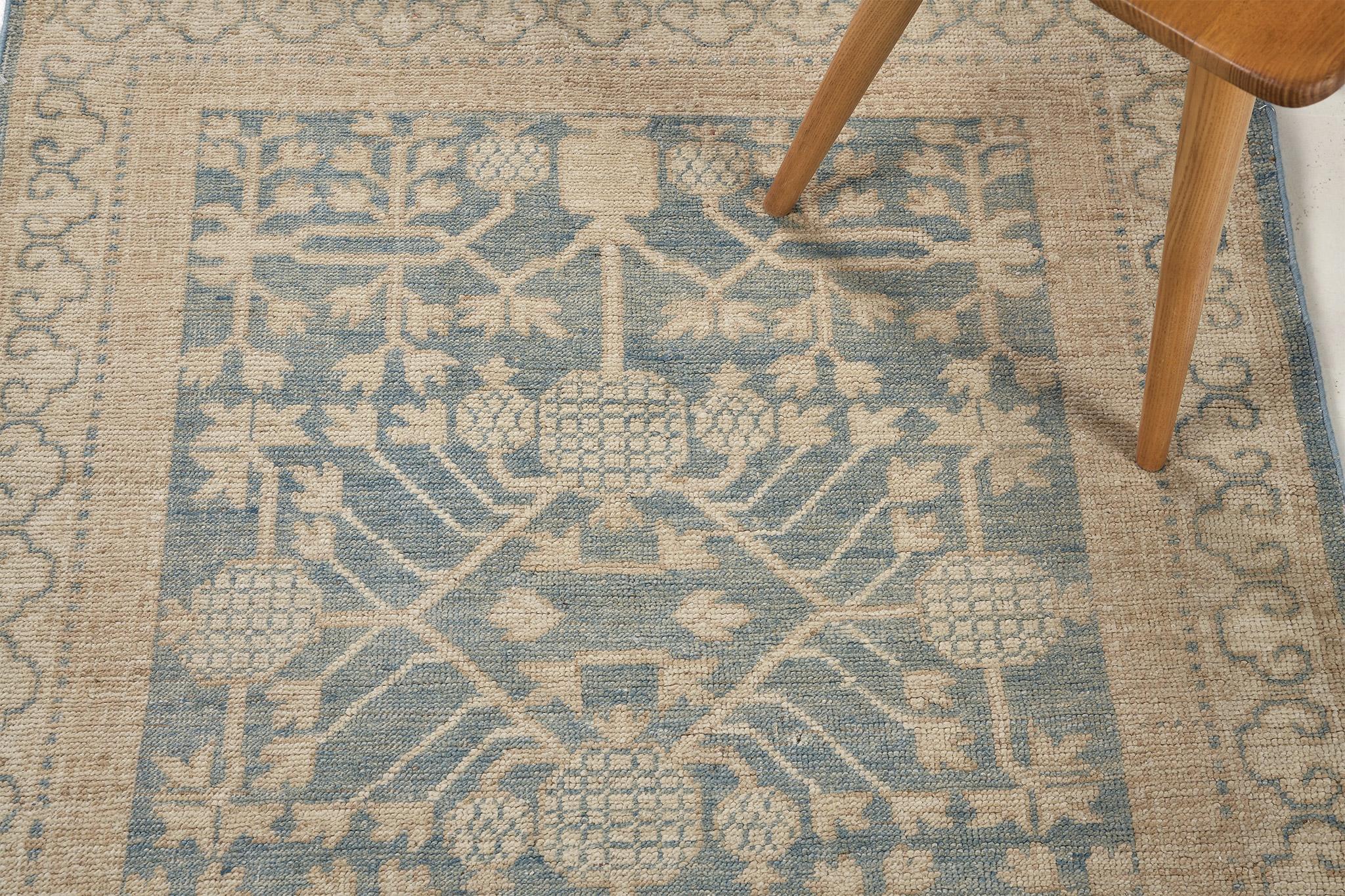 Mehraban 18. Jahrhundert Khotan Design Revival D5449 Safira (Afghanisch) im Angebot