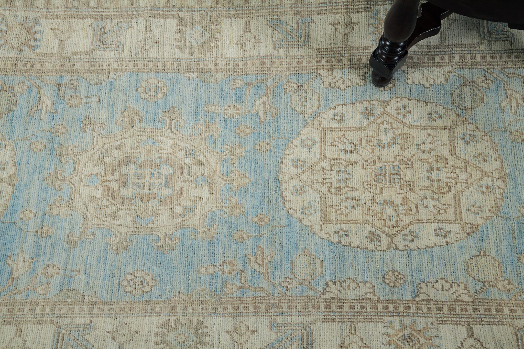 Hand-Knotted Mehraban 18th Century Khotan Design Revival Runner D5387 For Sale