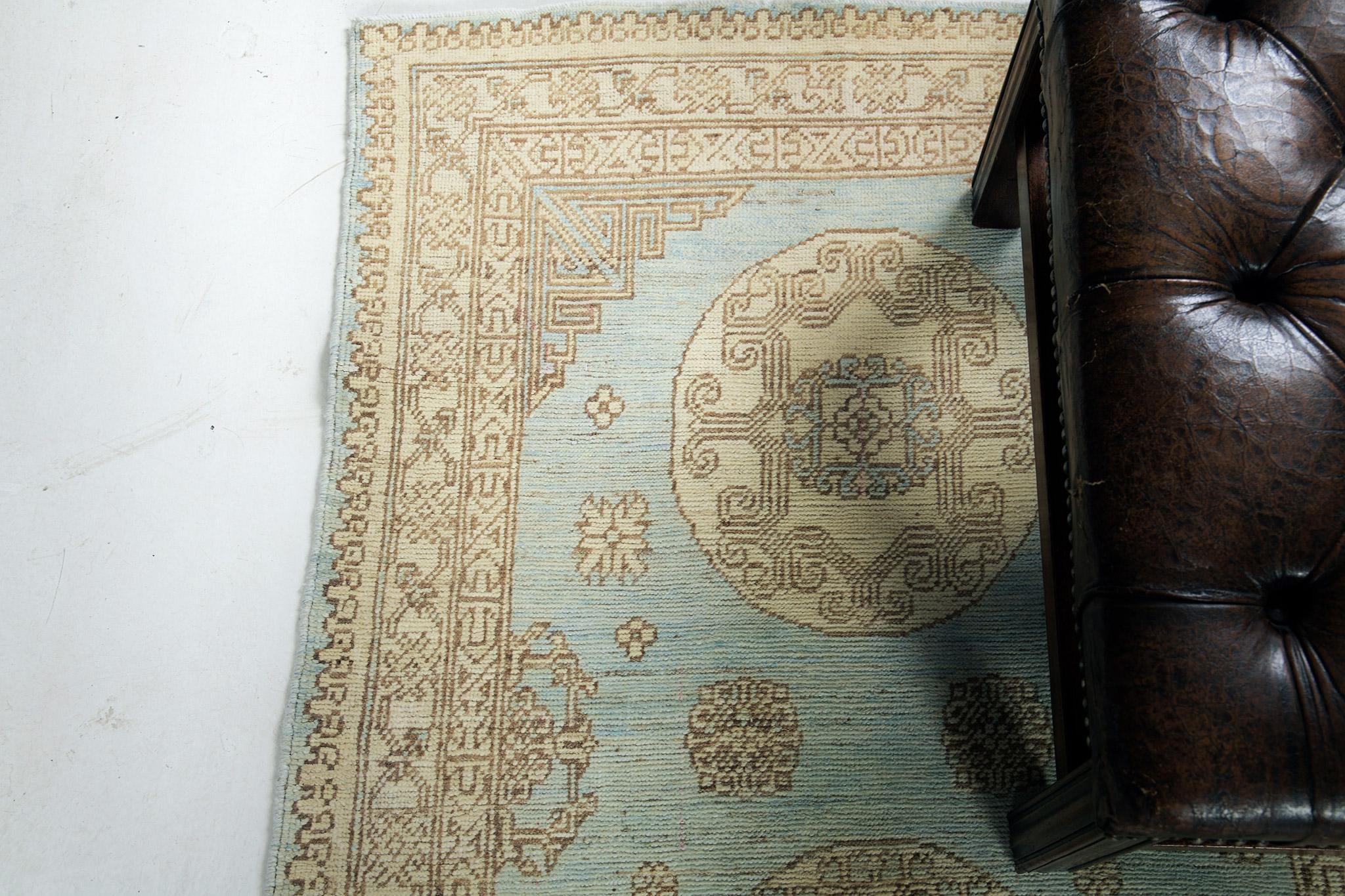 Wool Mehraban 18th Century Khotan Design Revival Runner D5387 For Sale