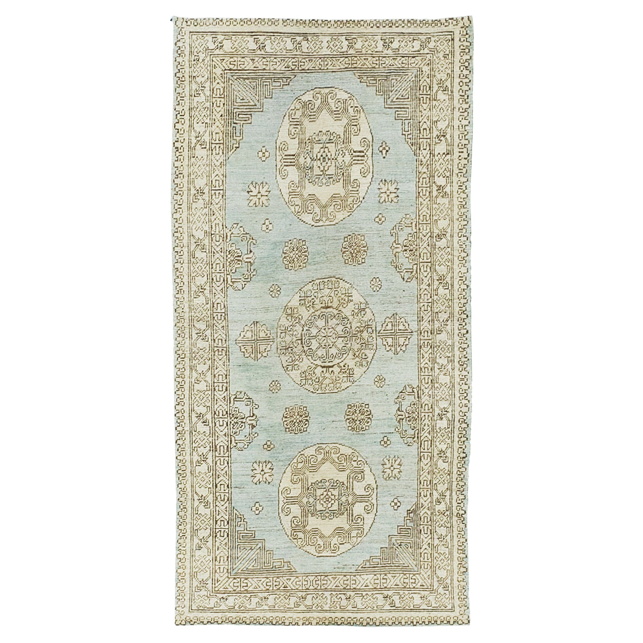 Mehraban - Tapis de couloir néo-baroque du 18ème siècle, design Khotan, D5387