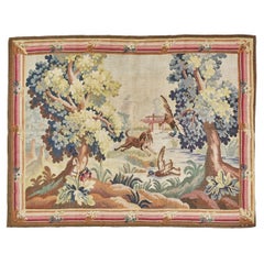 Mehraban 1900's Antique Horizontal French Tapestry
