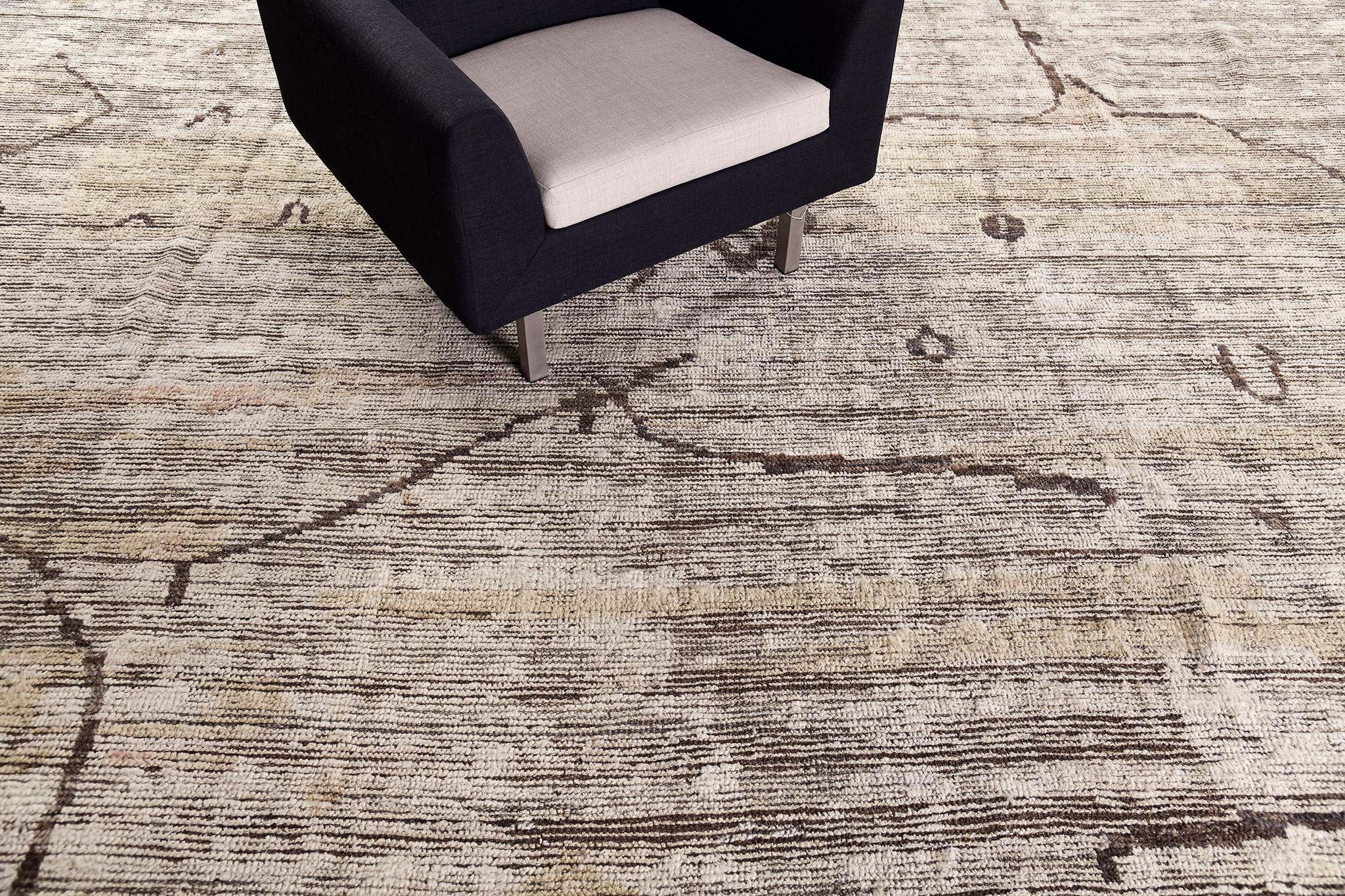 Snug your feet around with this stunning creation from our Atlas Collections. An impressive Adrar Rug that transforms your room into a modern-contemporary home interior. Natural earth tones colors are impressively incorporated in their details with