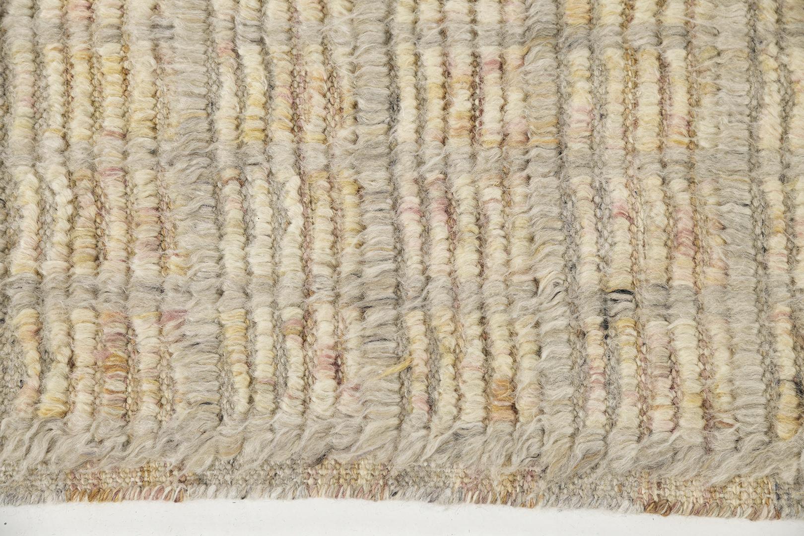 A fashionable handwoven wool pile and ribbed texture from an Atlas Collection can transform your spaces into contemporary settings and some modern ambiance with class and sophistication. Neutral tones are coordinated as well as the pattern that