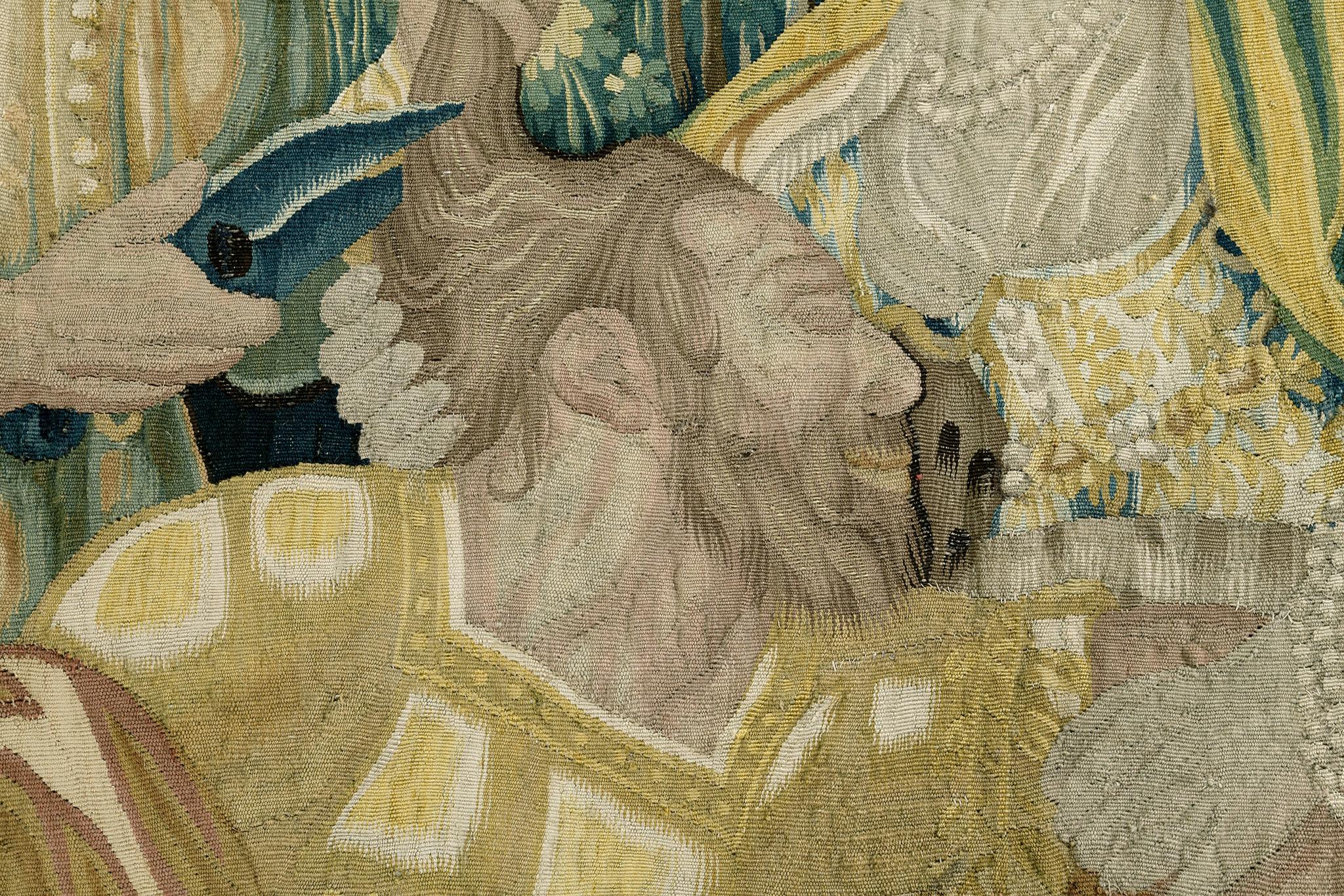 Ein authentischer antiker flämischer Wandteppich Samson und Delilah 17. Jahrhundert gewebt in Brüssel Belgien. Statten Sie Ihren Raum mit der Geschichte und der Raffinesse aus, die jedes Detail dieses majestätischen Teppichs fasziniert. Inspiriert