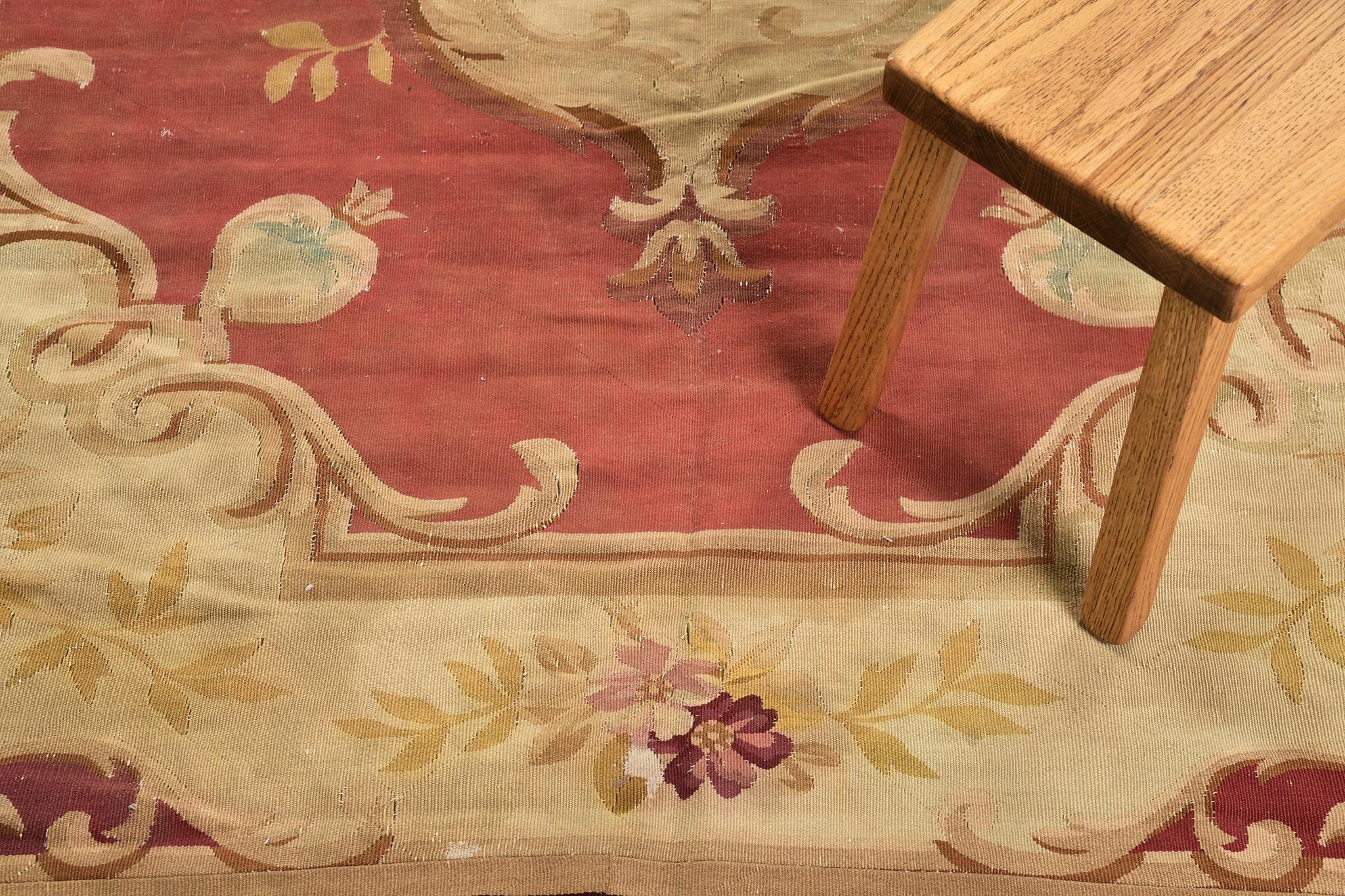 Wool Mehraban Antique French Aubusson For Sale