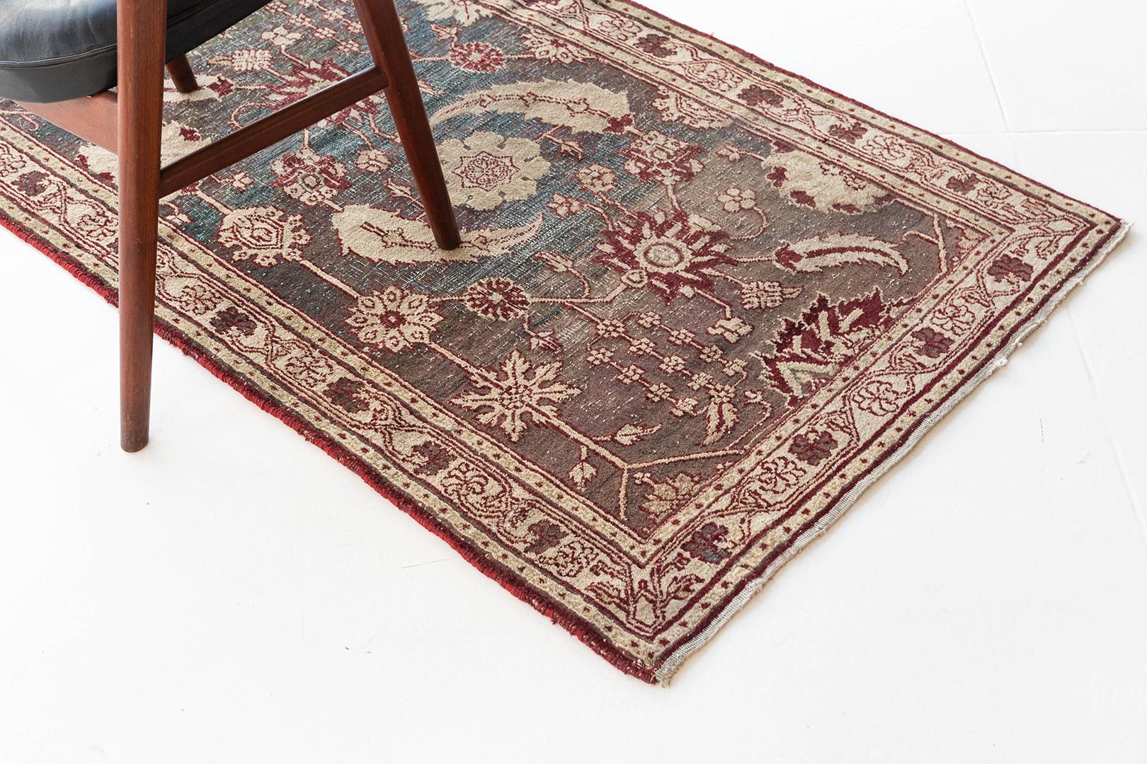Hand-Knotted Mehraban Antique Indo Agra Rug For Sale
