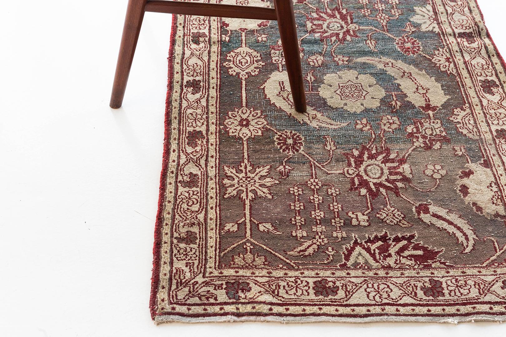 Mehraban Antique Indo Agra Rug In Good Condition For Sale In WEST HOLLYWOOD, CA